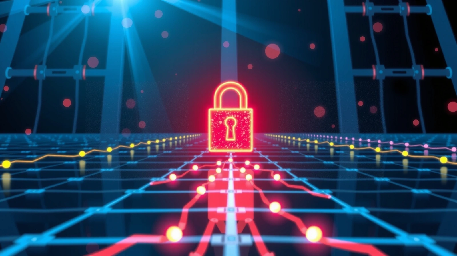 Abstrakcyjne tło przedstawiające bezpieczne połączenia sieciowe i cyfrowe dane